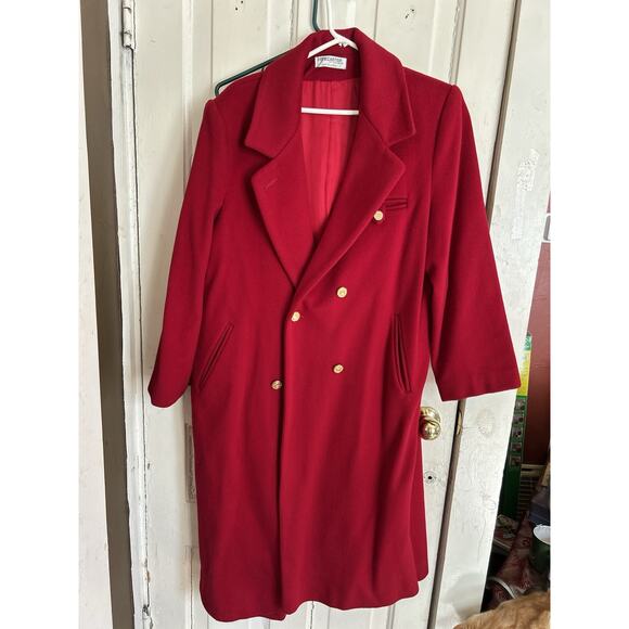 Forecaster of Boston Made In USA Red 100% Wool Long Maxi Coat Women's Size 13/14 - Picture 1 of 7